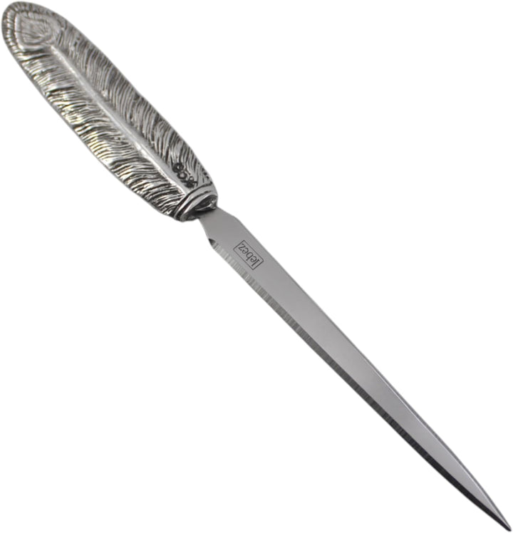Cavagnini, Eleganter Brieföffner aus Edelstahl und Zinn, inklusive Geschenkbox (Feder) Piuma, Piuma