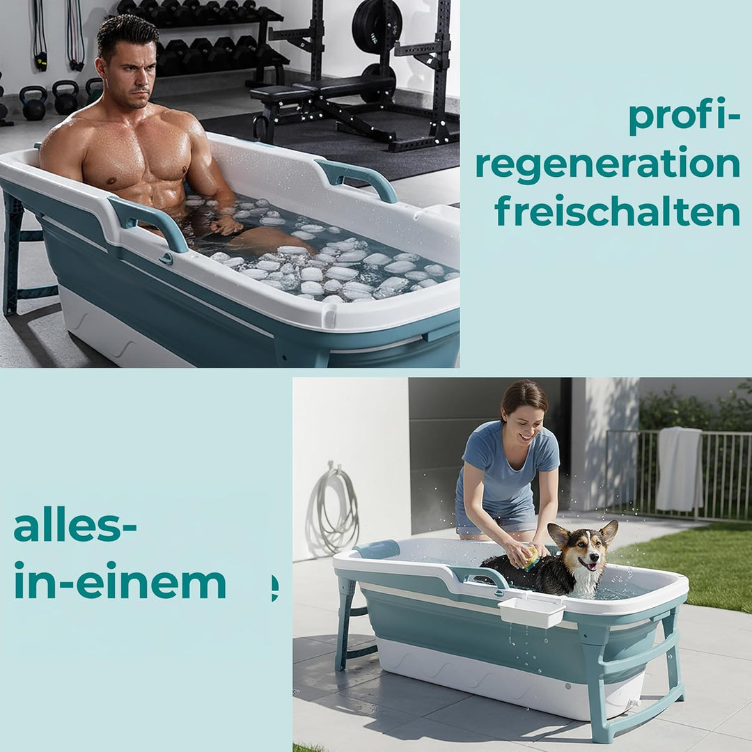 SereneLife Faltbare Badewanne Erwachsene 150 cm – Mobile Klappbare Badewanne für Dusche mit Deckel u