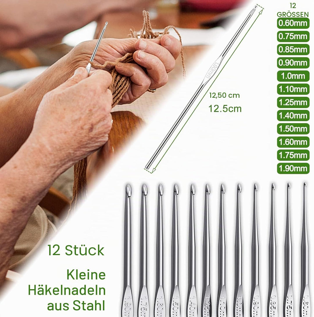 Coopay 58 Stück Häkelset für Anfänger, Inklusive Häkelnadeln mit Weicher Griff, Spitze Häkelnadel, H
