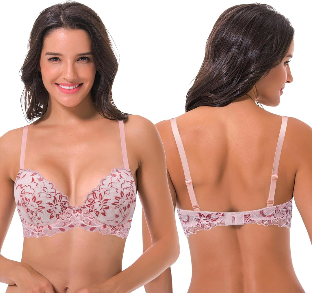 Curve Muse Damen Bügel Übergrösse Hochdrücken Fügen Sie 1 und eine halbe Tasse Spitzen-BHS hinzu 70D
