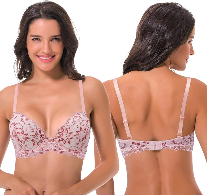 Curve Muse Damen Bügel Übergrösse Hochdrücken Fügen Sie 1 und eine halbe Tasse Spitzen-BHS hinzu 70D