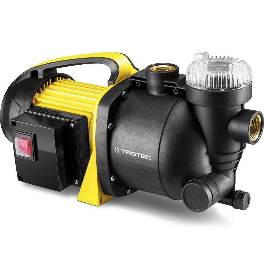 TROTEC Gartenpumpe mit Filter TGP 1005 E Rasenwasserpumpe 1000 W 3300 l/h Fassungsvermögen
