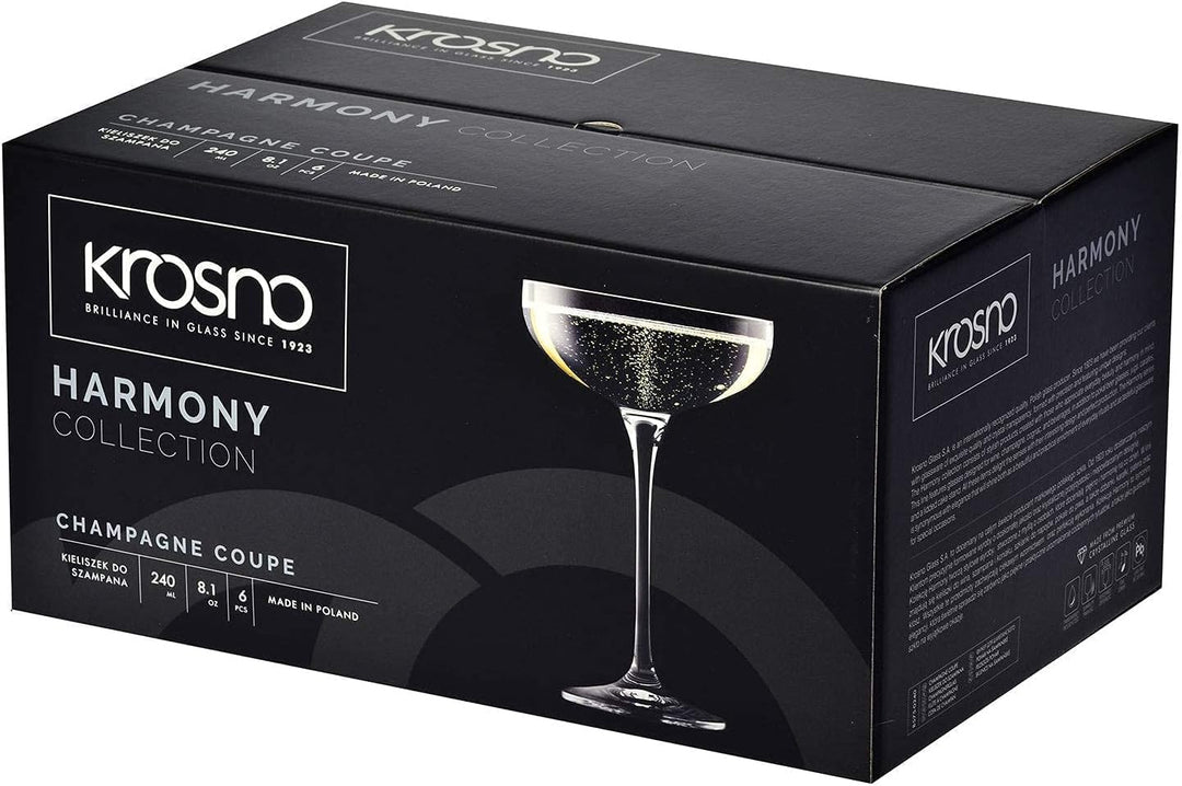 KROSNO Sektschalen Sektgläser Champagner-Gläser | Set von 6 | 240 ML | Harmony Kollektion | Perfekt