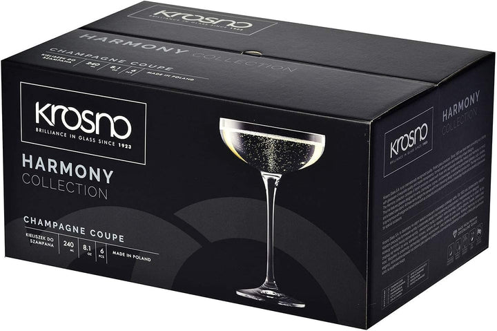 KROSNO Sektschalen Sektgläser Champagner-Gläser | Set von 6 | 240 ML | Harmony Kollektion | Perfekt