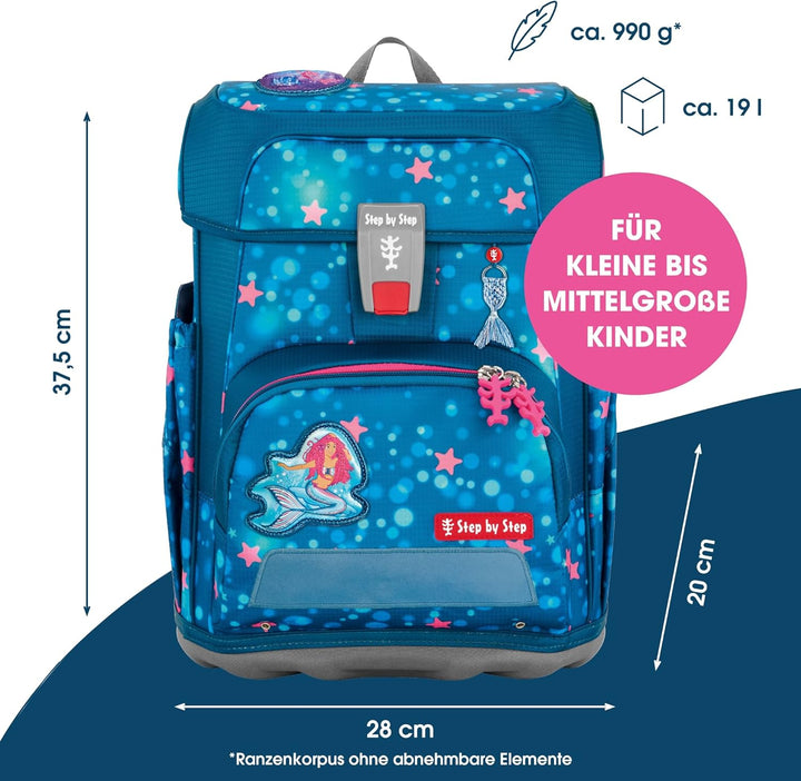 Step by Step Schulranzen-Set Cloud, 5-teilig, ergonomischer Tornister mit Reflektoren, höhenverstell