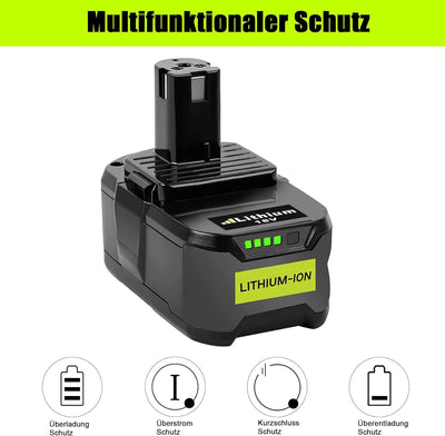 KUNLUN 2Stück 5,5Ah Ersatzakku für Ryobi 18V P108 Akku Li-ion Batterie Ryobi ONE+ RB18L50 RB18L40 RB