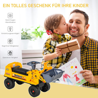 HOMCOM Sitzbagger für Kinder Rutsch Auto Sandspielzeug Rutscherfahrzeug für Kinder 2-3 Jahre PP-Kuns