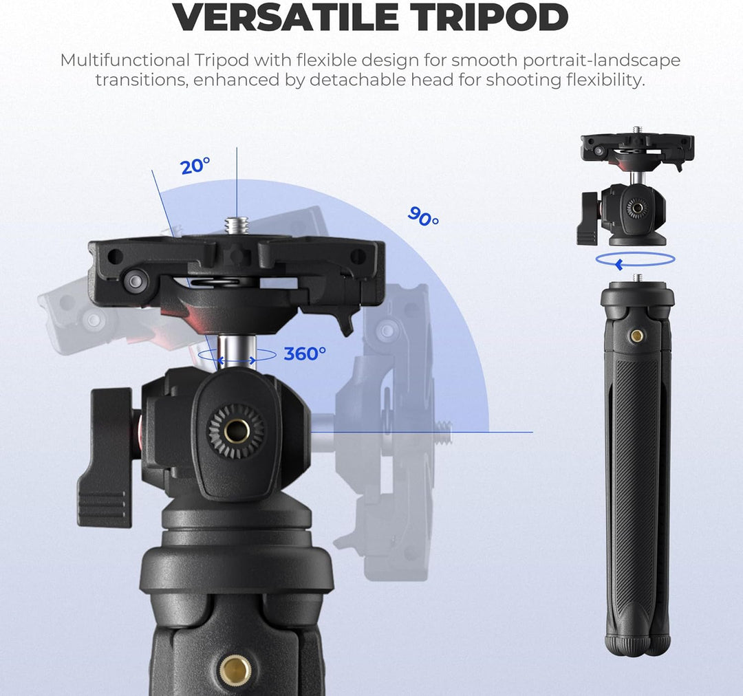 Freewell Vlogpod 3K-Stativ mit Handyhalterung, Kaltschuh-Halterung und 6,35 mm Schraube, kompatibel