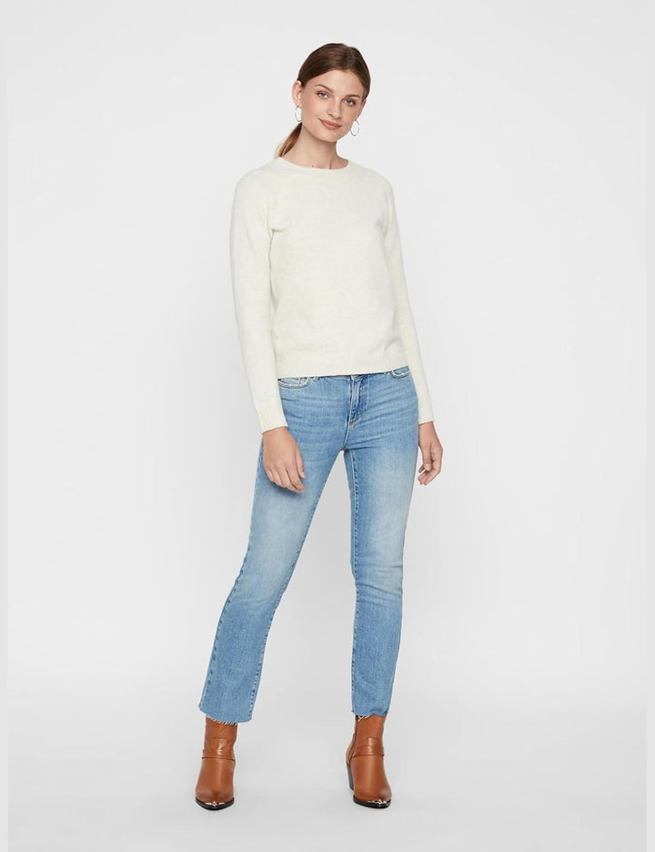 Damen Vmdoffy Ls O-Neck Blouse Ga Ptt Strickpullover XS Tall Birch/Detail:melange, XS Tall Birch/Det