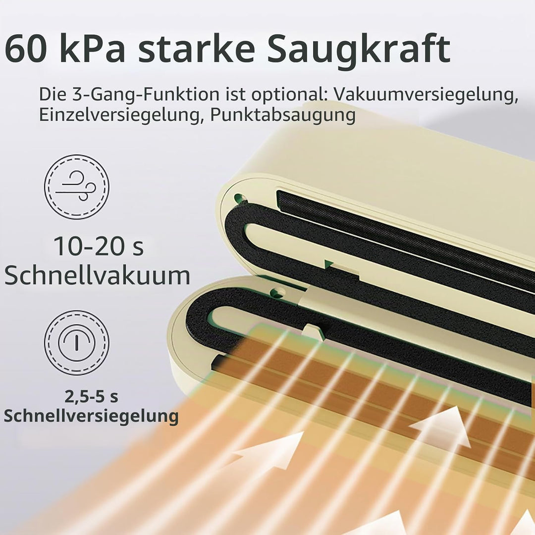 Mini Vakuumiergerät, Tragbar Vakuumierer für kontinuierliches Arbeiten mit hoher Geschwindigkeit, Fo