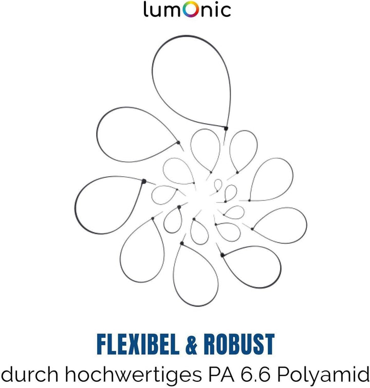 100x Kabelbinder 700 x 9,0mm schwarz ; Industriequalität 9,0mm x 700mm Schwarz, 9,0mm x 700mm Schwar