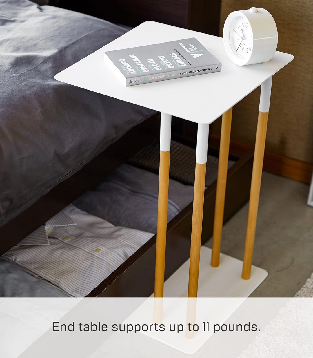 Yamazaki Sliding Sofa c end Table/Coffee Tray/Laptop Desk Beistelltisch, Stahl, Weiss, One Size, Wei