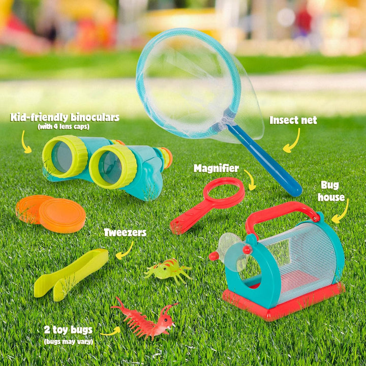 B. toys - Kleine Entdecker - Entdecker-Kit für Kinder - Outdoor-Spielzeug - Insektennetz, Fernglas,