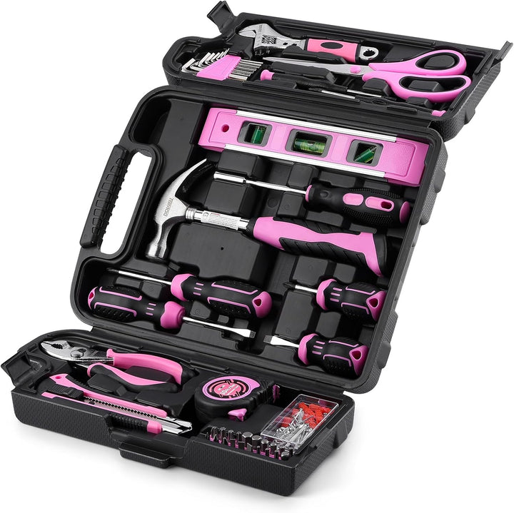 DOWELL Rosa Werkzeugset für Damen, Mädchen, Damen, 123-teilig, mit Werkzeugkoffer