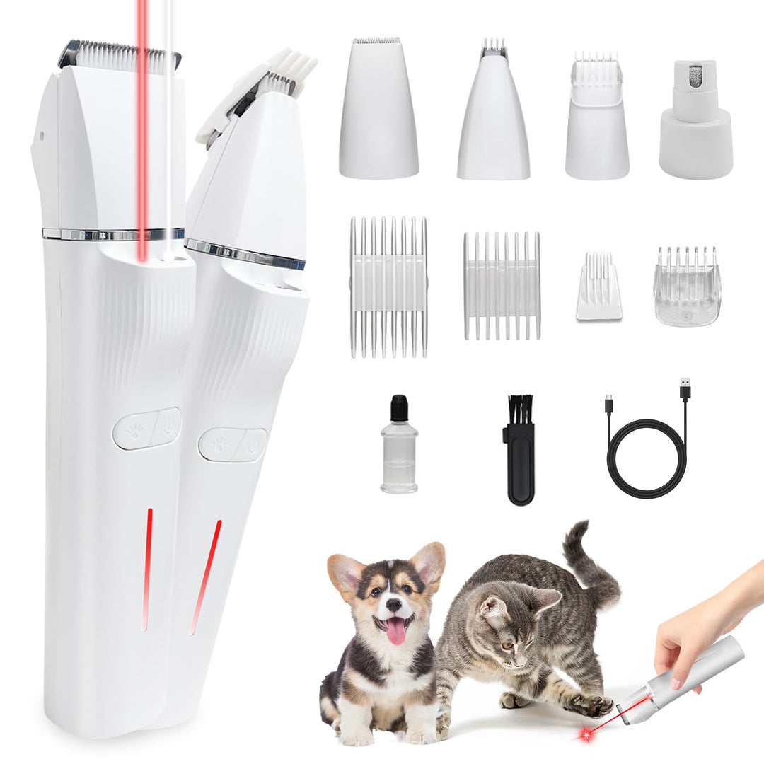 Paw Trim Pro,5-in-1 Pfotentrimmer für Hunde,Leise Hundeschermaschine mit LED-Licht und Laser,Hunde H