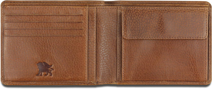 mano Don Montez Geldbörse Leder - Portemonnaie Herren Damen Querformat Cognac - Geldbeutel Portmonee