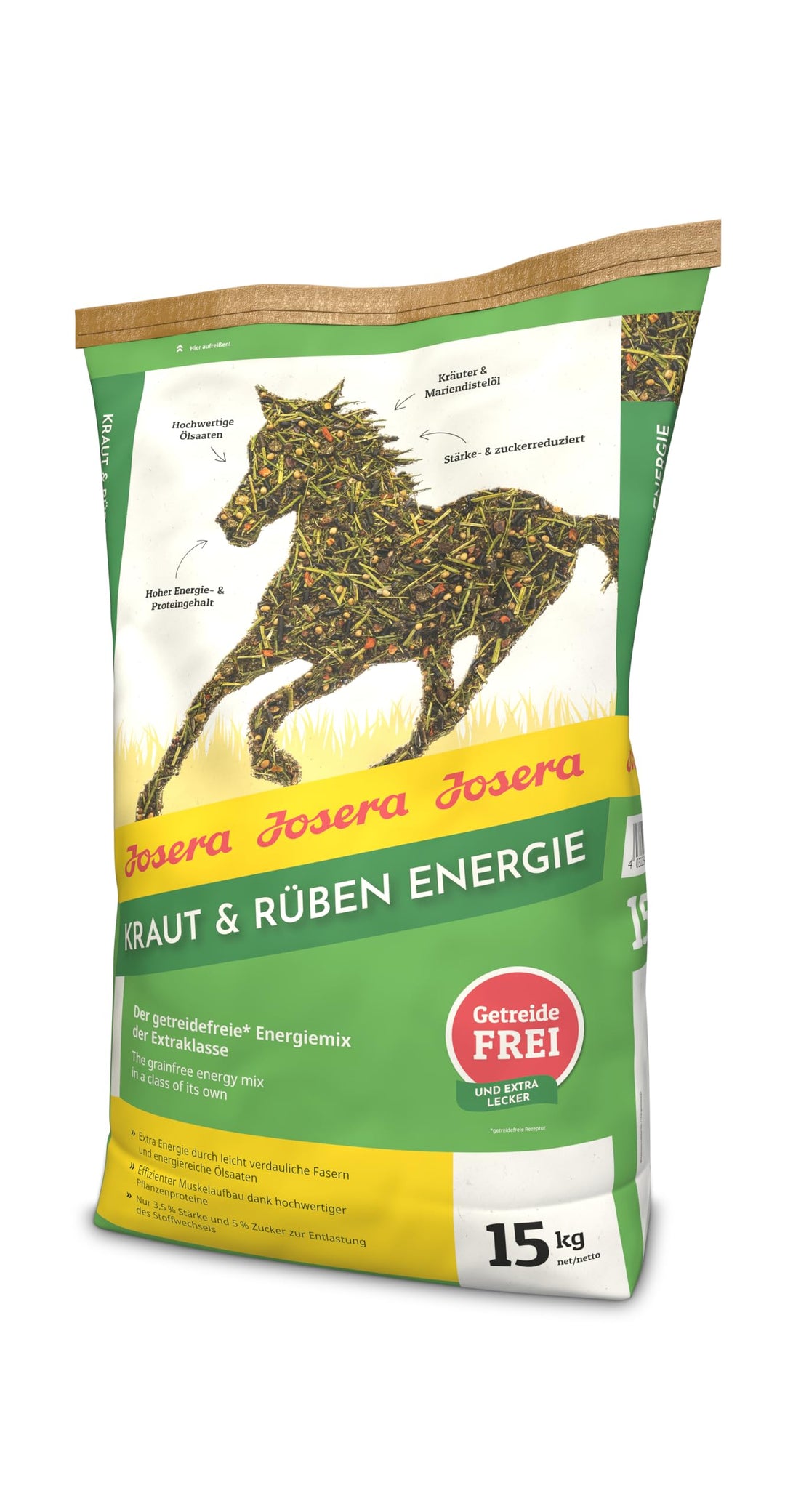 JOSERA Kraut &amp; Rüben Energy (1 x 15 kg) | Premium Pferdefutter - Energiemix der Extraklasse | getrei