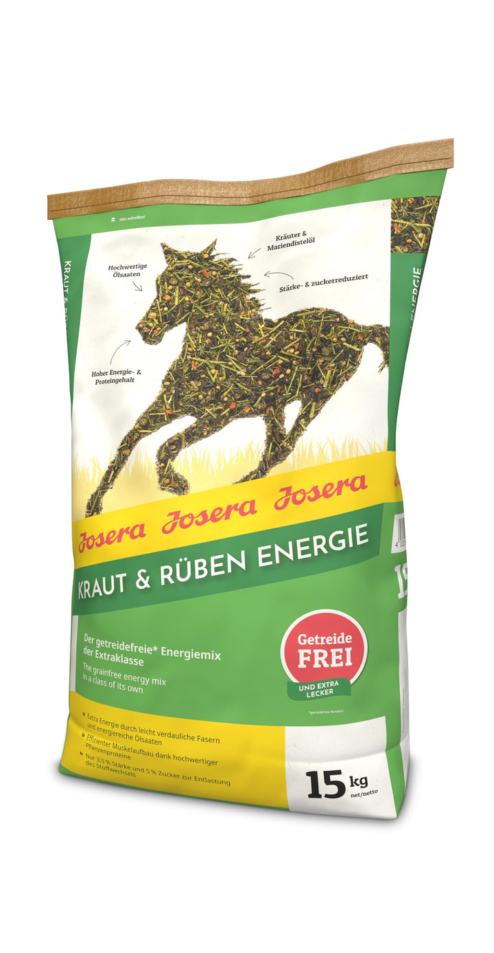 JOSERA Kraut &amp; Rüben Energy (1 x 15 kg) | Premium Pferdefutter - Energiemix der Extraklasse | getrei