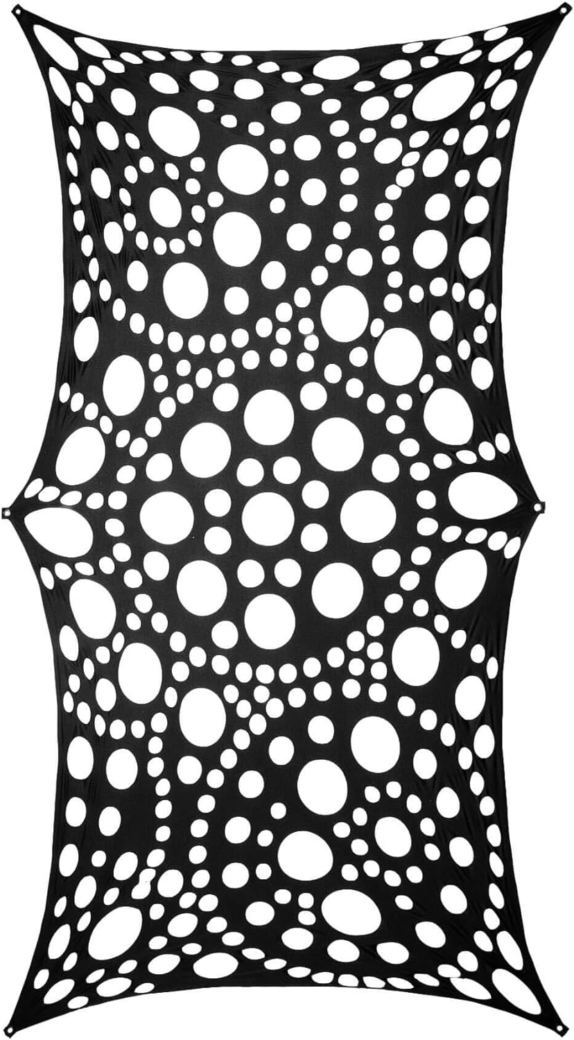 PSYWORK Segel Spandex | Psychedelic Universe | Schwarz | 3 x 6m | Wandtuch Wandbehang Stoff Neon Dek