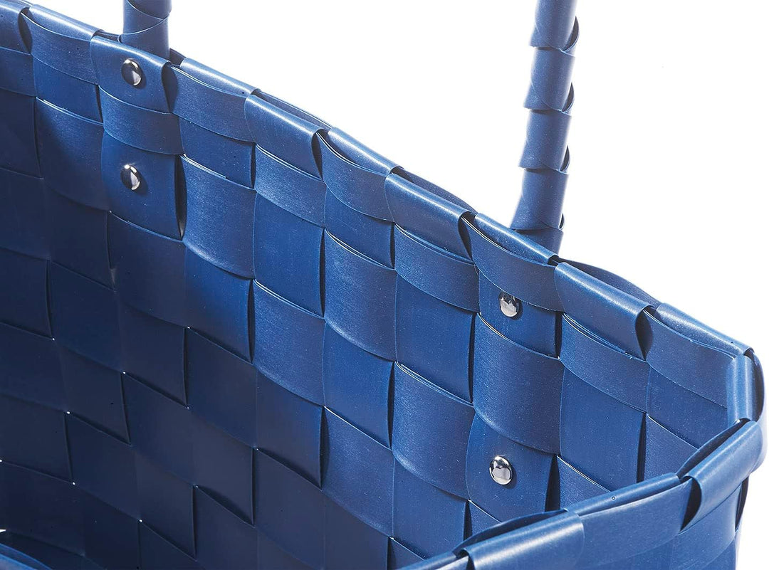 Kobolo Tasche Einkaufstasche Einkaufskorb geflochten Kunststoff Shopper - MARE XXL - blau