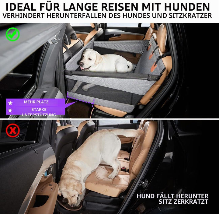 TKYZ Hundeautositz für mittelgrosse Hunde, Rücksitzverlängerung für Hunde, grosse und kleine Hundeau