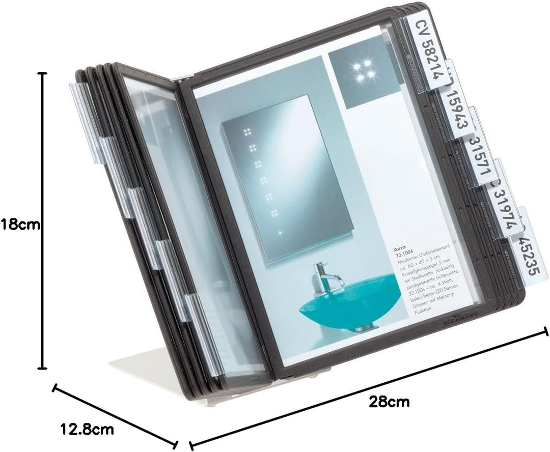 Durable Tisch-Sichttafelsystem (Vario Table 10, mit 10 Sichttafeln A5) schwarz, 550601, Tisch