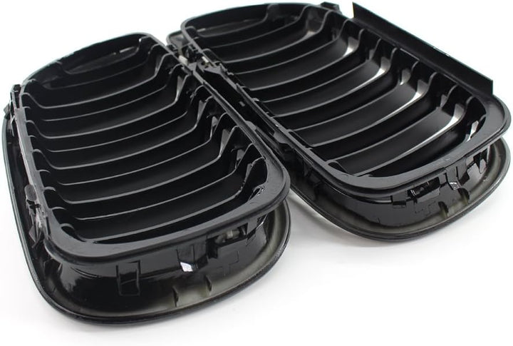 Ricoy Schwarz Glänzend Doppelsteg Niere vordere Stossstange Kühlergrill Für E46 3 Series 4 DOOR 4D 2