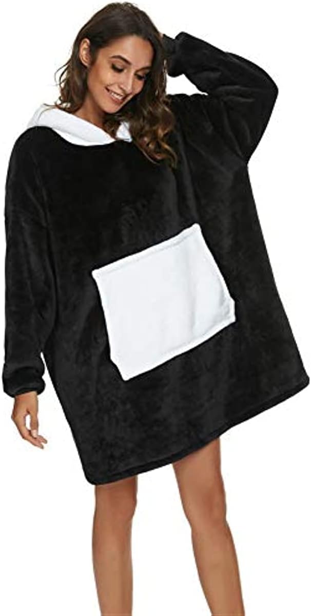 LATH.PIN Panda Übergrosse Decken-Hoodie Flanell mit Kapuze Pulloverdecke Sweatshirt Unisex Kapuzenpu
