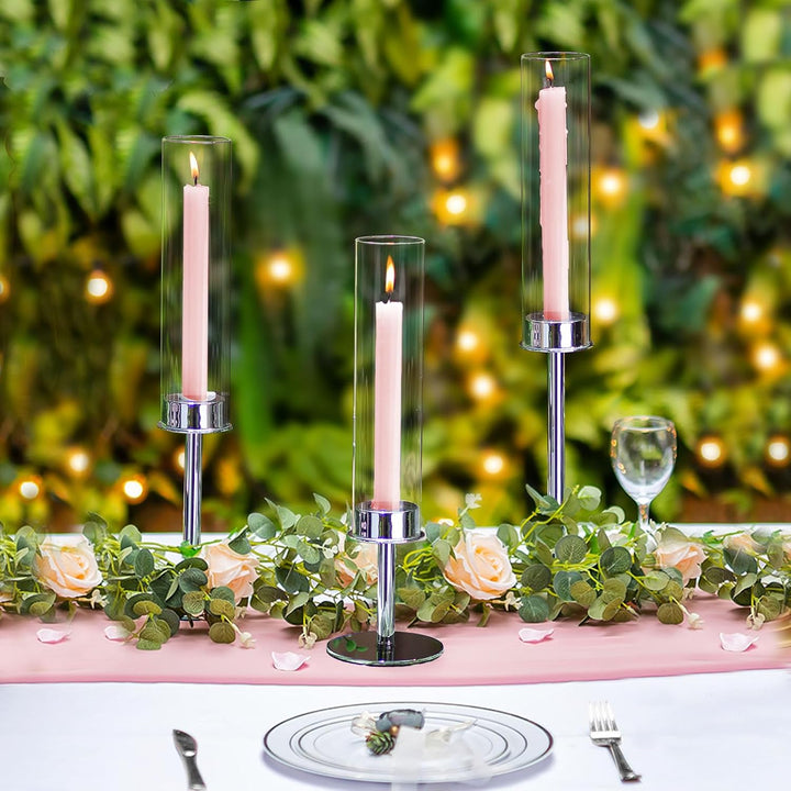 Sziqiqi Kerzenständer Silber Metall für Hochzeit - 48/42/36cm Kerzenhalter Dekorative Stabkerzenhalt