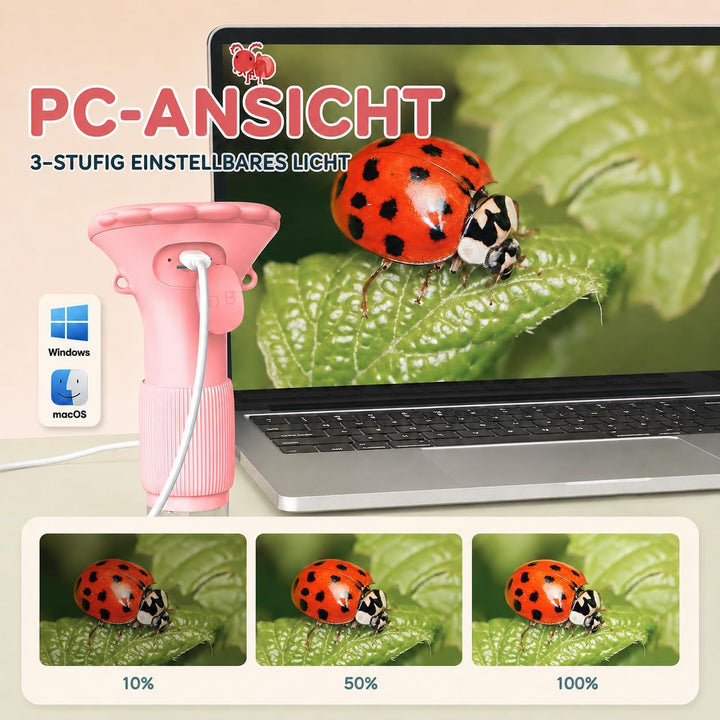 GeschenPark Handheld Kinder Mikroskop Outdoor Entdeckungs Set - 1000x Vergrösserung, 2" HD Display -