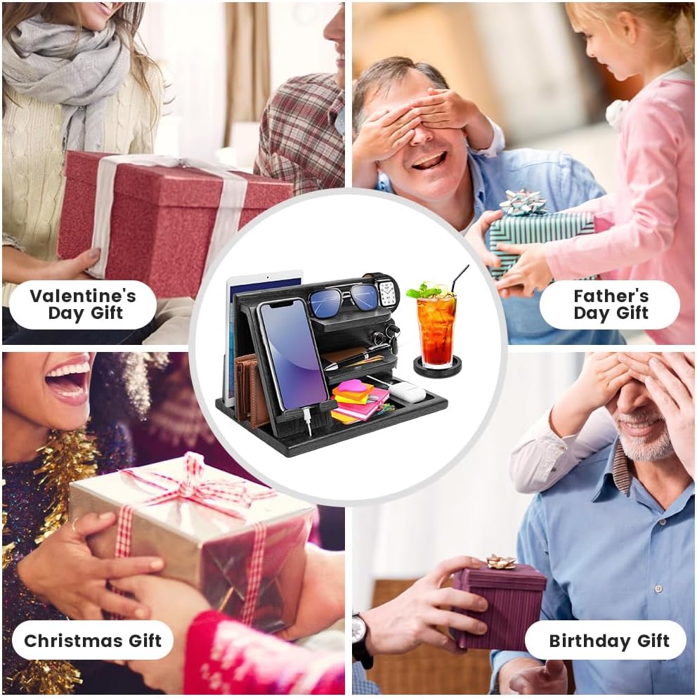 Geschenke für Männer Geschenke zu Valentinstag Holz Telefon Dockingstation Nachttisch Organizer Vate