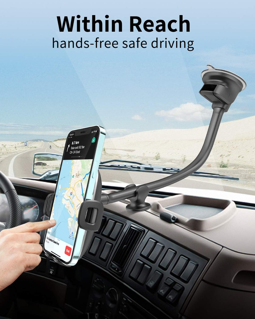 APPS2Car Auto HandyHalterung für Windschutzscheibe mit flexiblem Langen Arm, 13 Zoll Schwanenhals kf