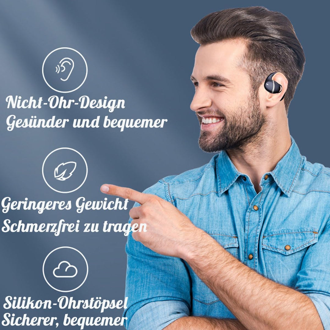 ESSONIO Kopfhörer Kabellos Bluetooth 5.3 Bone Conduction Headphones 10 Stunden Gesprächszeit Noise C