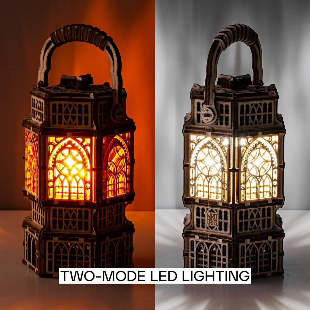 Wood Trick Antike Laterne Leuchtendes LED 3D Holzpuzzle für Erwachsene und Kinder zum Selberbauen -