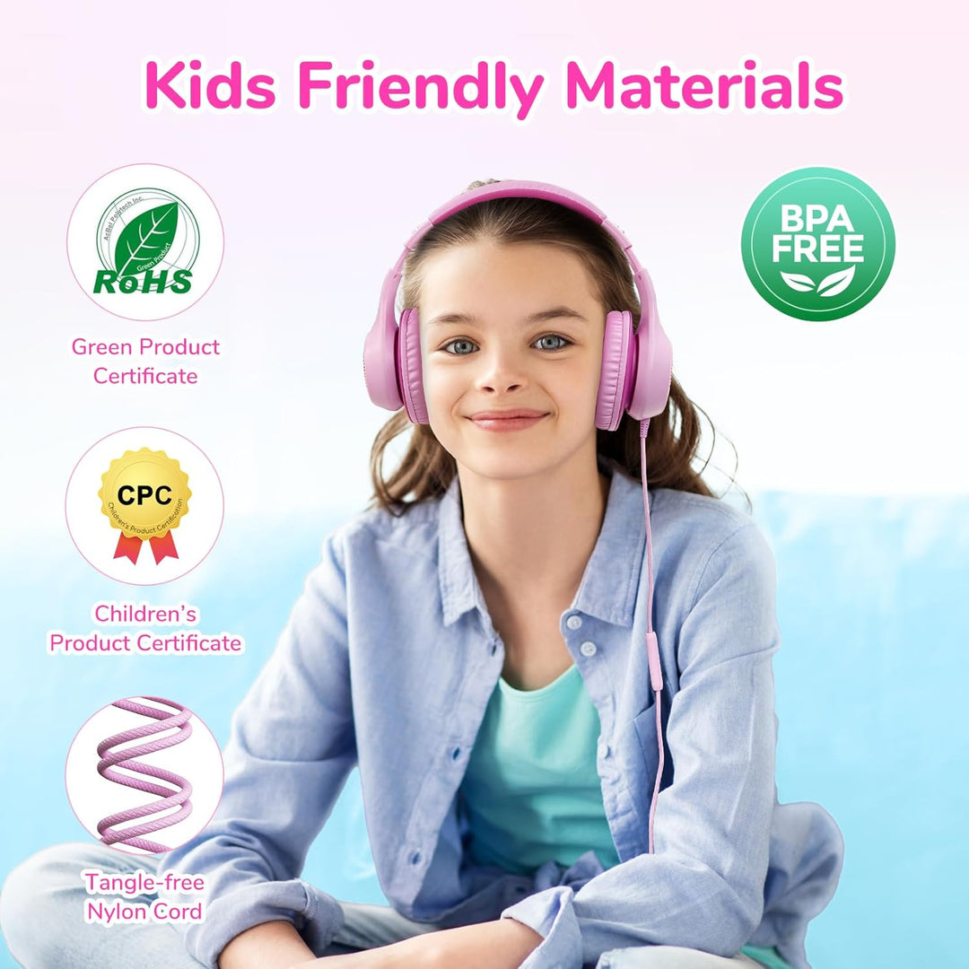 EarFun Kinder Kopfhörer, Over-Ear Kopfhörer für Kinder mit Kabel, 85/94dB Lautstärkenbegrenzer, Falt