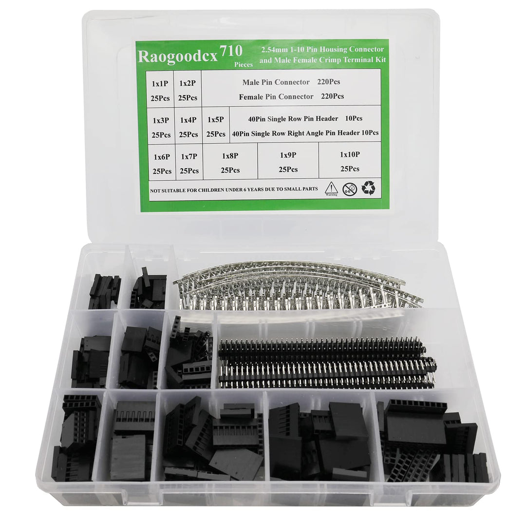 710 Stück 2.54mm Dupont Jumper Drahtseilbuchse mit 40 Pin Pitch Einreihige Stiftleisten, stiftleiste