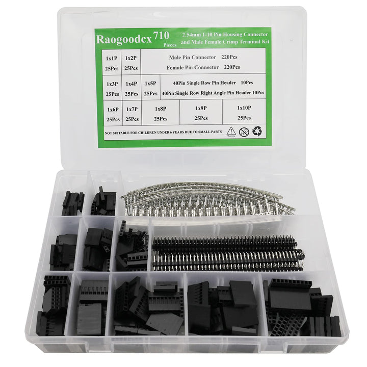 710 Stück 2.54mm Dupont Jumper Drahtseilbuchse mit 40 Pin Pitch Einreihige Stiftleisten, stiftleiste