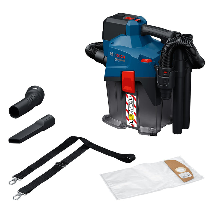 Bosch PRO 18V System Akku-Staubsauger GAS18V-6LS (inkl. flexiblem Schlauch, Winkelrohr, Fugendüse, B
