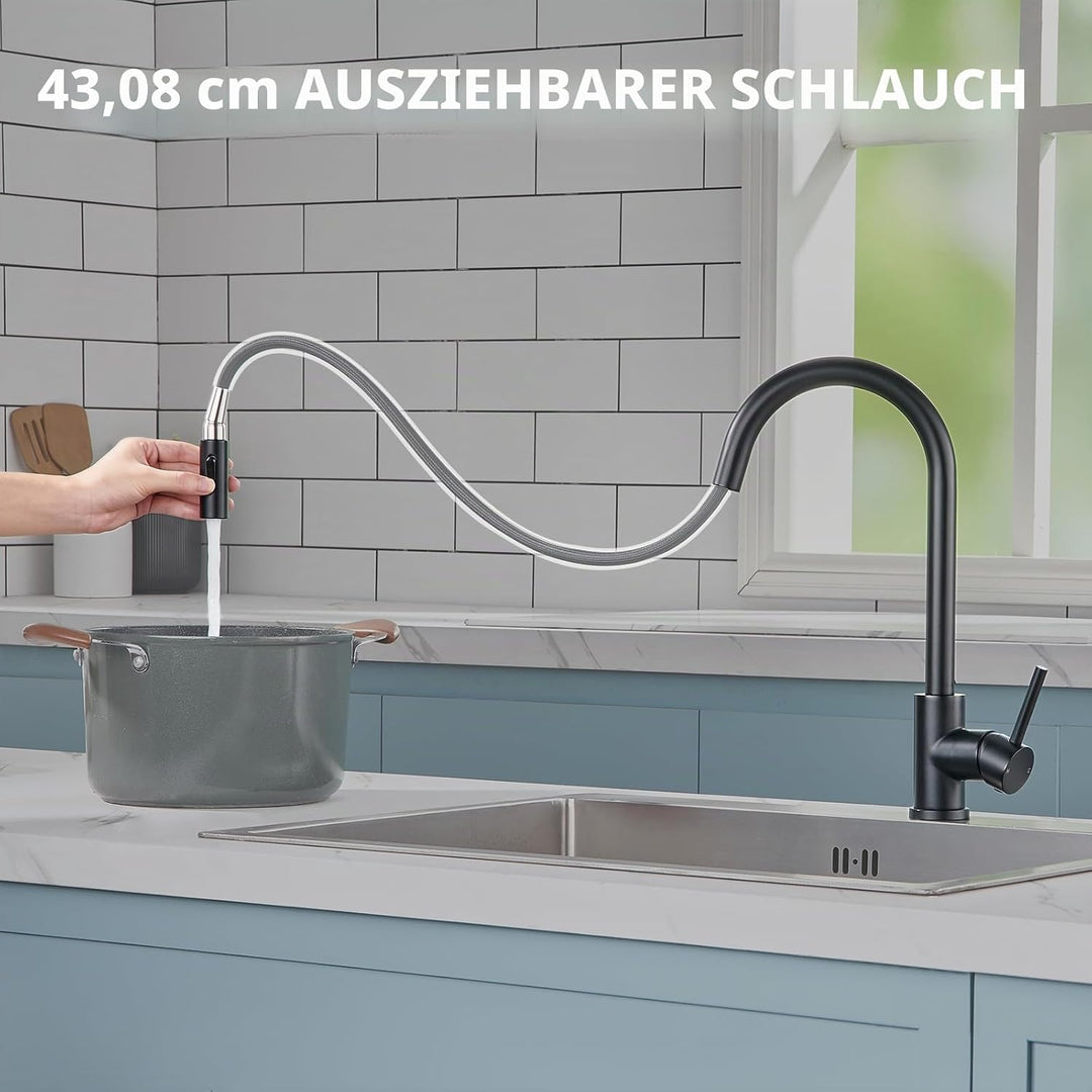 Küchenarmaturen wasserhahn küche,ausziehbar 360° Drehbar 2 Sprühfunktionen, Edelstahl küche wasserha