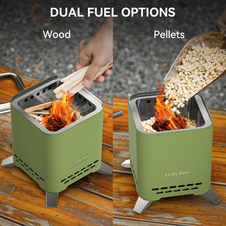 Onlyfire 2 in 1 Tischkamin Outdoor, Mini Feuerschale für den Garten, Feuerstelle Klein für Holz und