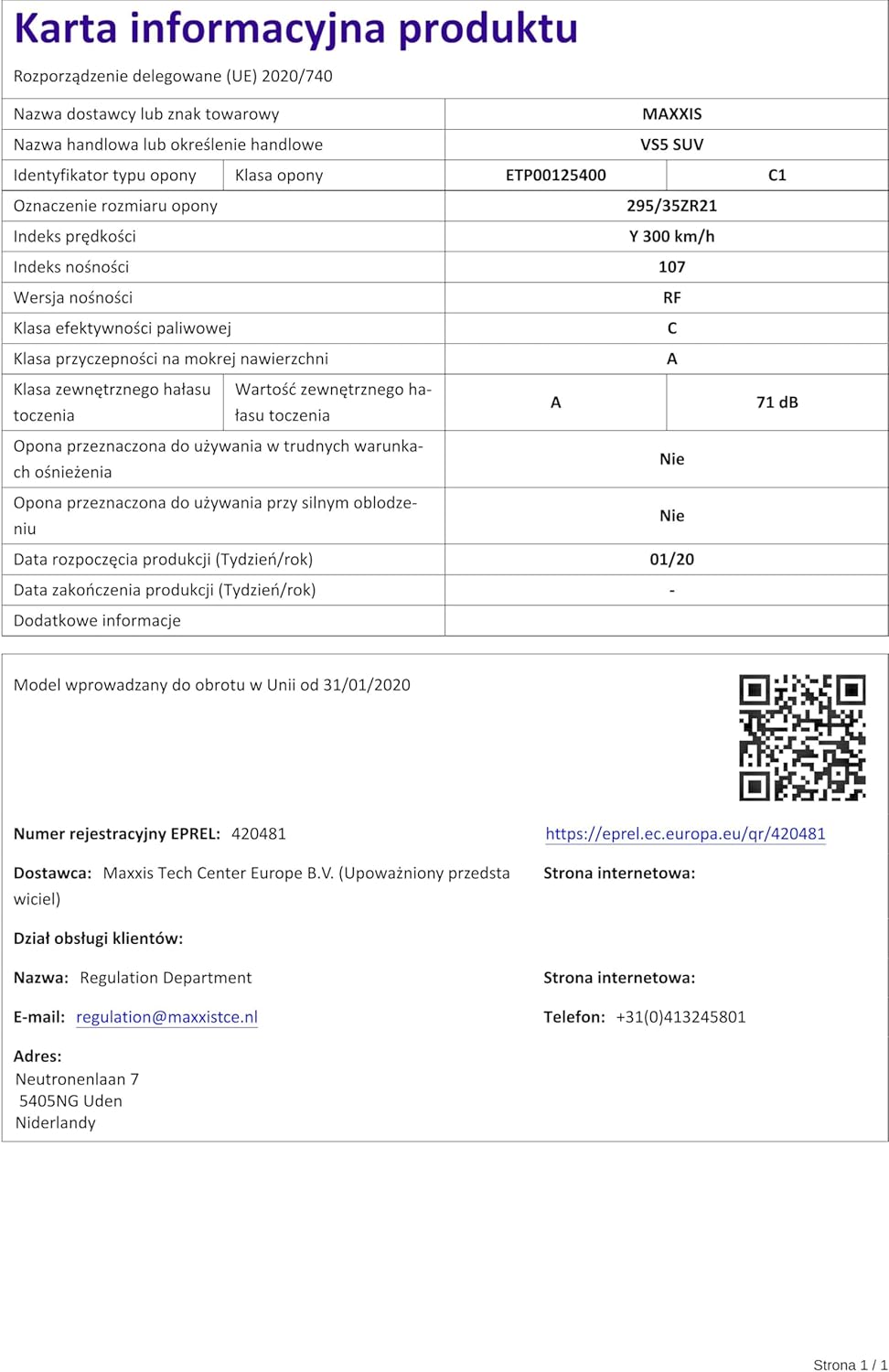 Maxxis Sommerreifen 295/35 ZR 21, 107Y XL, Victra Sport 5 SUV, VS5 SUV