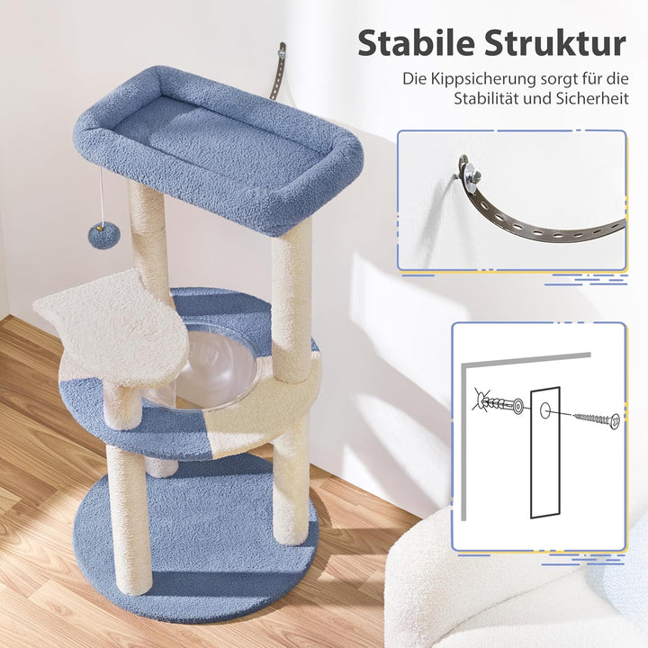 Yaheetech Kratzbaum, Ozean Design Katzenbaum Katzenkratzbaum, mit Plattform Raumkapsel Sisalstämme,