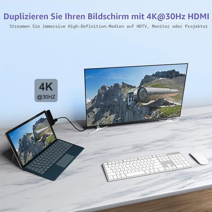 Surface Go 4/Go 3/Go 2/Go Hub Docking Station, 4-in-2 USB C Dockingstation für Surface Go mit 4K-HDM