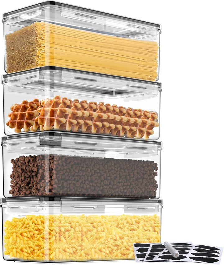 3.2L Vorratsdosen mit Deckel Luftdicht 4er Set mit Kreidemarker und Etiketten, BPA Frei Plastik Aufb