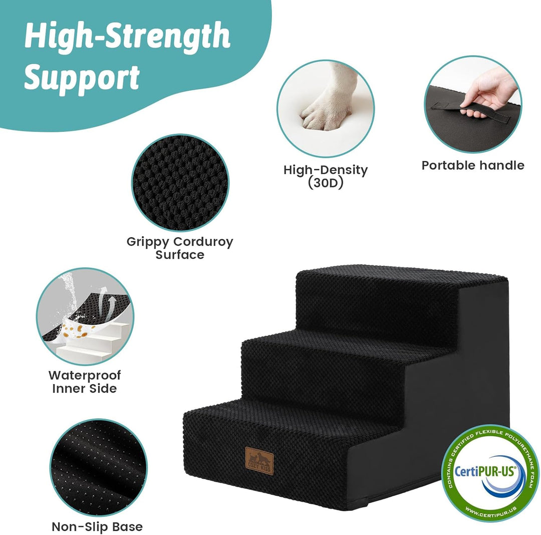 COZY KISS Hundetreppe für Kleine Hunde, 3 Stufen Haustiertreppe für Bett Couch Auto, 35cm Hoch Hochd