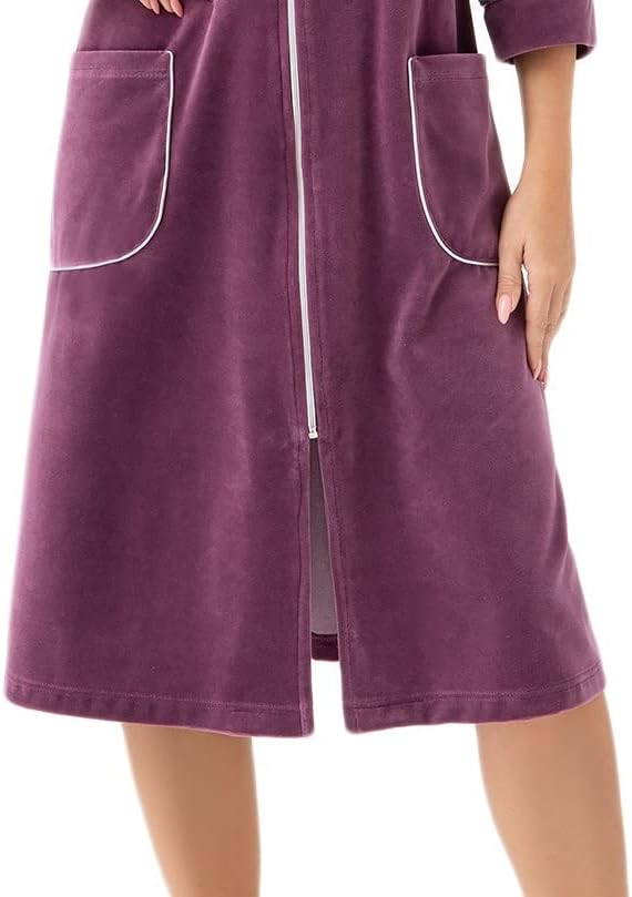 LEVERIE modischer Damen-Bademantel/Morgenmantel/Saunamantel mit gemütlicher Kapuze 3XL Variante 6 Vi