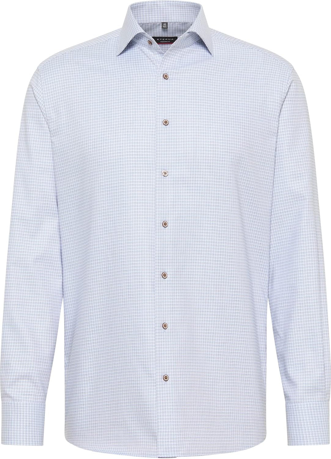 ETERNA, strukturiertes Modern Fit-Hemd mit Haifischkragen 43 Blau, 43 Blau