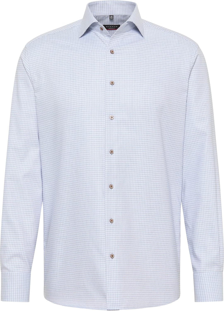 ETERNA, strukturiertes Modern Fit-Hemd mit Haifischkragen 43 Blau, 43 Blau