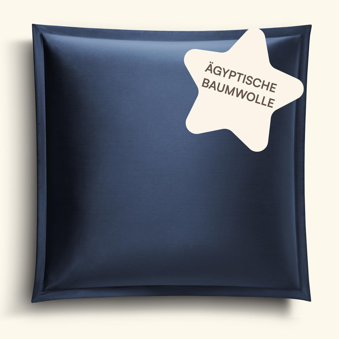 Amqua Mako Satin Kissenbezug (1x) aus ägyptischer Baumwolle 70x90 cm, dunkelblau/Navy (1x) 70x90cm D