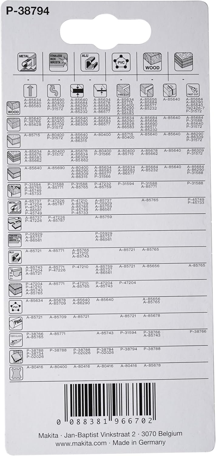 Makita P-38794 Stichsägeblatt D-2 feinkörnig 3 Stück, sauberer Schnitt speziell für Glas, Keramik un
